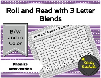 Preview of Roll and Read with 3 Letter Blends - Phonics Intervention (1 Board)