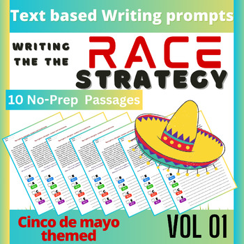 Preview of Race writing strategy worksheets Cinco de mayo writing prompts