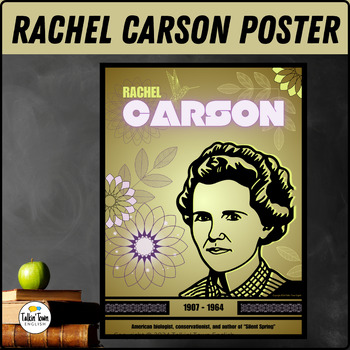 Preview of Rachel Carson Poster Art Print for Science/Math/ELA Classroom Decor, PNG Digital