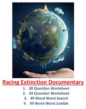 Preview of Racing Extinction Video Two Worksheets, Word Jumble, Word Search