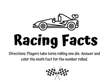 Preview of Racing Facts- Addition Game