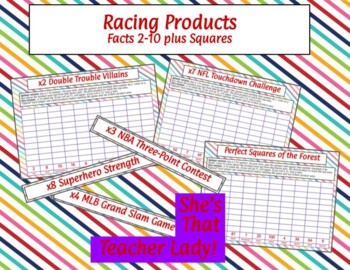 Preview of Racing Products Multiplication Facts Game