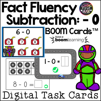 Preview of Subtraction Fact Fluency: Minus 0 | Boom Cards | Digital Task Cards |