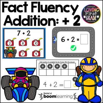 Preview of Addition Fact Fluency: Add 2 | Boom Cards | Digital Task Cards | Plus 2