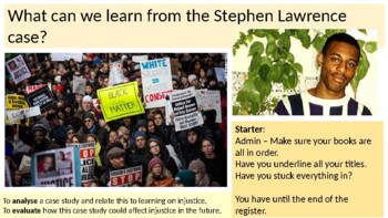 Preview of Racism in England - Title: What can we learn about the Stephen Lawrence case?