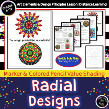 Preview of Emergency Sub Plan! Radial Shading Drawing Value Middle School Visual Arts 5-12