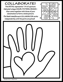 Preview of Radial Symmetry COLLABORATIVE KINDNESS Activity Coloring Page #kindnessnation
