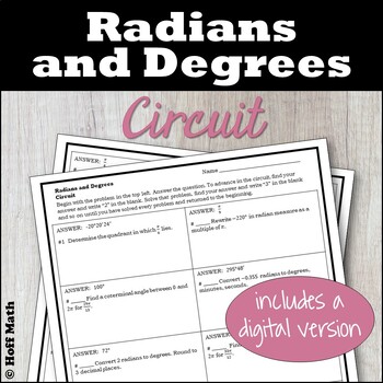 Preview of Radian and Degree Measure CIRCUIT | PRINT and DIGITAL