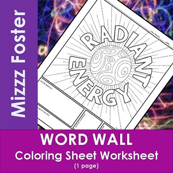 Preview of Radiant Energy Word Wall Coloring Sheet (1 pg.)