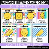 Radiant Retro 2D 3D Shapes Posters Classroom Decor Groovy 