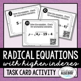 Radical Equation (higher indexes) | Task Cards