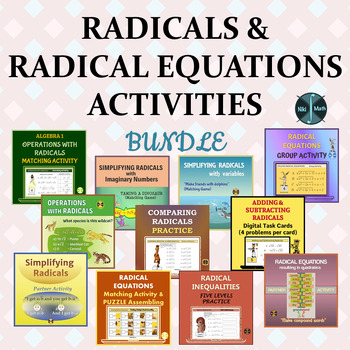 Preview of Radicals, Radical Functions, Radical Equations - Activities Bundle