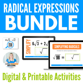 Preview of Radical Expressions Bundle: Printable & Digital Activities