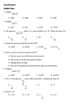 Preview of Radical Expressions & Rational Exponents Review & Assessment