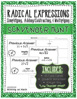 Preview of Radical Expressions: Simplifying, Adding/Subtracting, & Multiplying