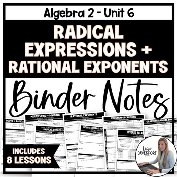 Preview of Radical Expressions and Rational Exponents - Algebra 2 Binder Notes