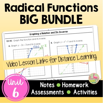 Preview of Radical Functions BIG Bundle with Lesson Videos (Unit 6)