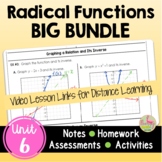 Radical Functions BIG Bundle with Lesson Videos (Unit 6)