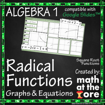 Preview of Radical Functions - Square Root - Graphs & Equations for Google Slides™