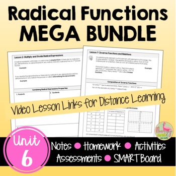 Preview of Radical Functions MEGA Bundle with Lesson Videos (Unit 6)
