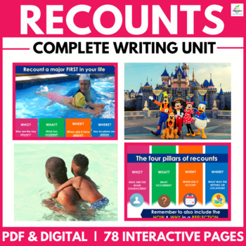 Preview of Recount Writing Unit | Retelling | Lessons | Graphic Organizers | Prompts