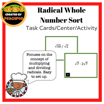 Preview of Radical Whole Number Sort: Activity/Task Cards/Station