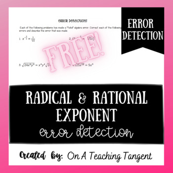 Preview of Radical and Rational Exponents Error Detection