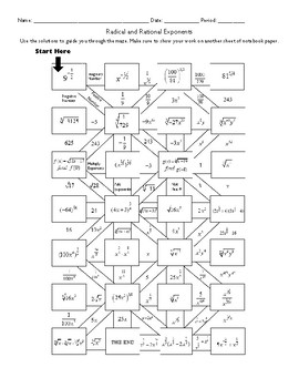 Radical and Rational Exponents Maze by Rutherford's Resources | TpT