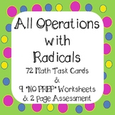 Radicals Add Subtract Multiply Divide Task Cards & Workshe