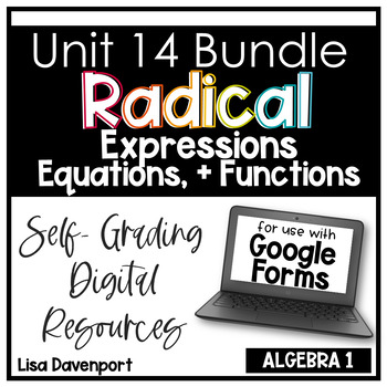 Preview of Radicals Bundle Google Forms Homework and Assessment Bundle