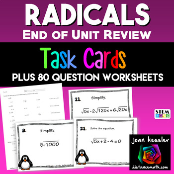 Preview of Radicals End of Unit 100 Problems