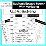 Radicals Escape Room - All Operations w/ Variables