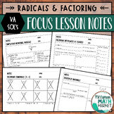 Radicals & Factoring Focus Lesson Guided Notes Bundle (VA 