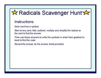 Preview of Radicals Hunt Scavenger