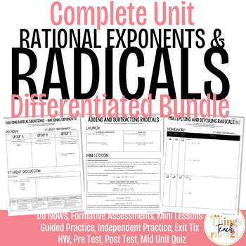 Preview of Radicals: No PREP Complete Unit + Differentiated + Answer Keys (ALG 2)
