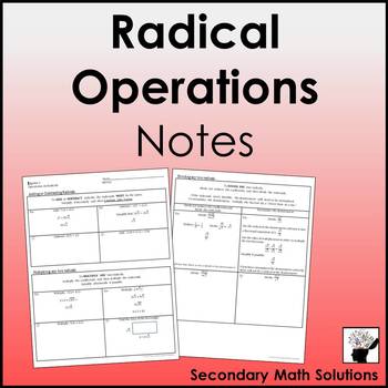 Preview of Adding, Subtracting, Multiplying & Dividing Radicals Notes