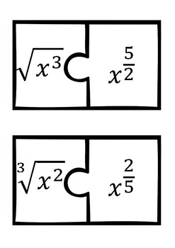Preview of Radicals Rational exponents converting puzzle match activity