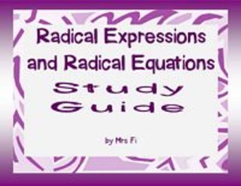 Preview of Radical Expressions Study Guide - graphic organizer