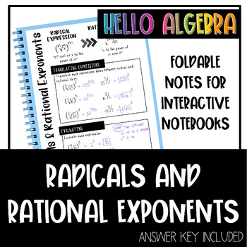 Preview of Radicals and Rational Exponents Foldable Notes for Interactive Notebooks