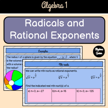 Preview of Radicals and Rational Exponents Google Slides Lesson