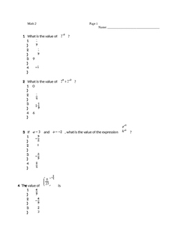 Radicals, exponents, rationals, and factoring - 30 test questions