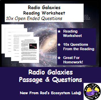 Preview of Radio Galaxies Reading Worksheet **Editable**