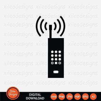 Preview of Radio Phone Telecommunication Device Walkie-Talkie Signal SVG PNG JPG PDF EPS AI
