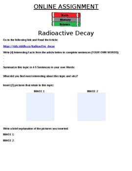 radioactive decay close reading assignment