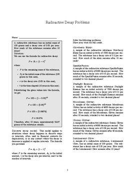 Preview of Radioactive Decay Problems - Detailed Solutions