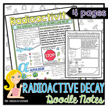 Preview of Radioactive Decay, Radioactivity: Nuclear Energy - Physics Doodle Notes