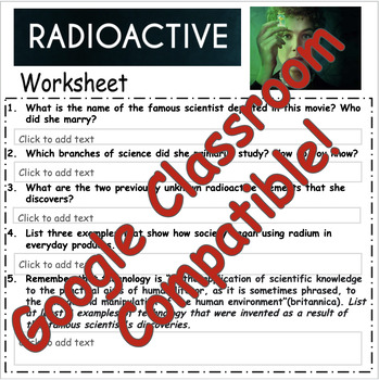 Preview of Radioactive (science) Movie Worksheet & CER (Claim, Evidence, Reasoning)