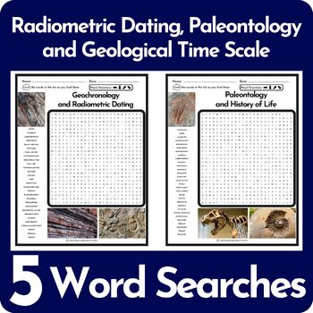 Preview of Radiometric Dating, Paleontology and Geological Time Scale Word Search BUNDLE