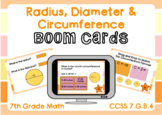 Radius, Diameter & Circumference Boom Cards-Digital Task Cards