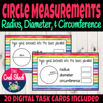 Preview of Radius, Diameter, and Circumference of a Circle- Digital Task Cards 